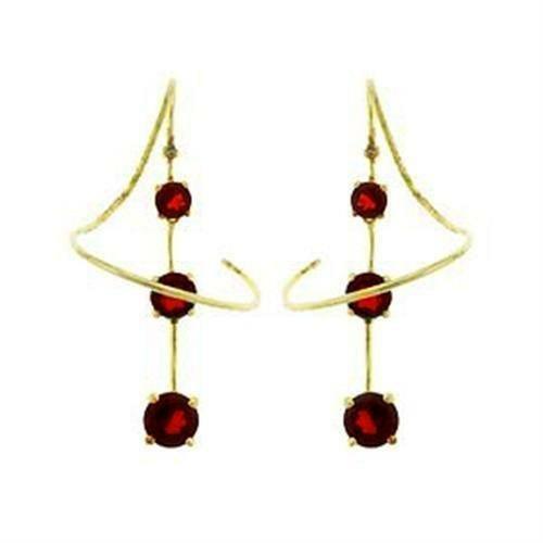 LOAS798 - Gold 925 Sterling Silver Earrings with AAA Grade CZ in Ruby - Brand My Case