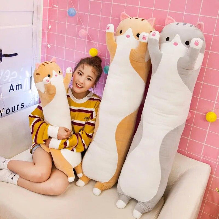 Long Body Cat Cushion Kitten Pillow Plush Toys Stuffed Doll Kids Cartoon Animal Soft Sofa Girl Birthday Gift Christmas Present - Brand My Case