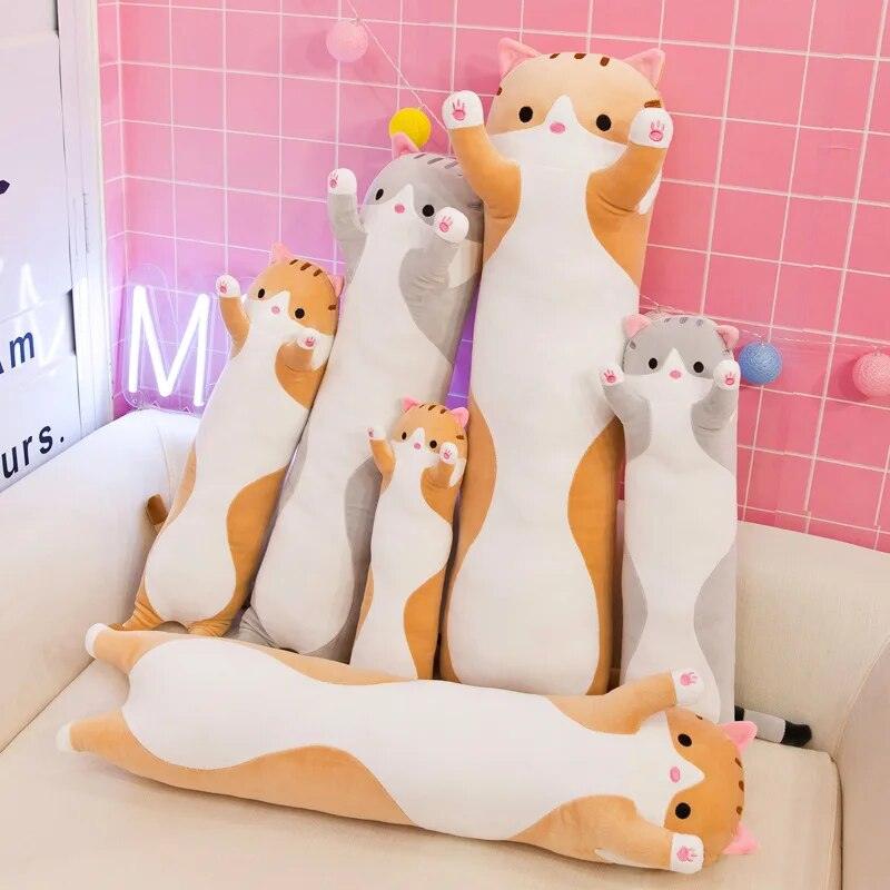 Long Body Cat Cushion Kitten Pillow Plush Toys Stuffed Doll Kids Cartoon Animal Soft Sofa Girl Birthday Gift Christmas Present - Brand My Case