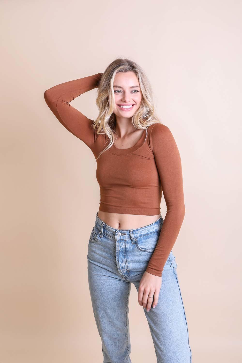 Long Sleeve Fitted Crop Top - Brand My Case