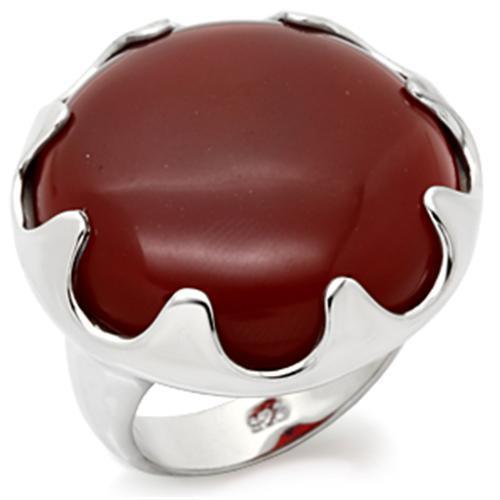 LOS085 - High-Polished 925 Sterling Silver Ring with Semi-Precious - Brand My Case