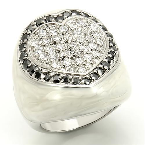 LOS167 Rhodium 925 Sterling Silver Ring with AAA - Brand My Case