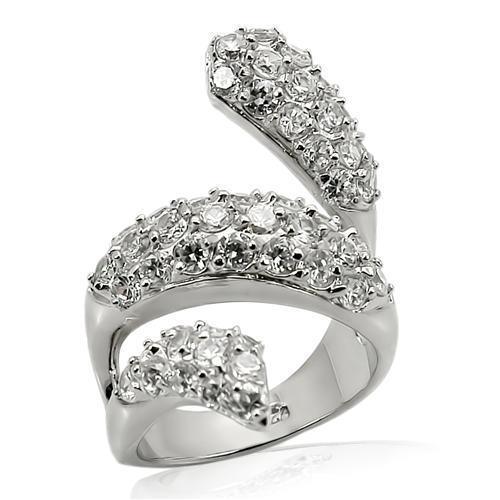 LOS219 - Rhodium 925 Sterling Silver Ring with AAA Grade CZ in Clear - Brand My Case