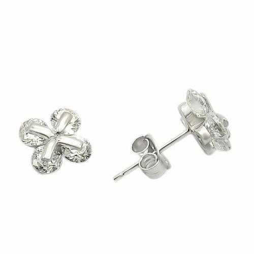 LOS305 - Rhodium 925 Sterling Silver Earrings with AAA Grade CZ in - Brand My Case