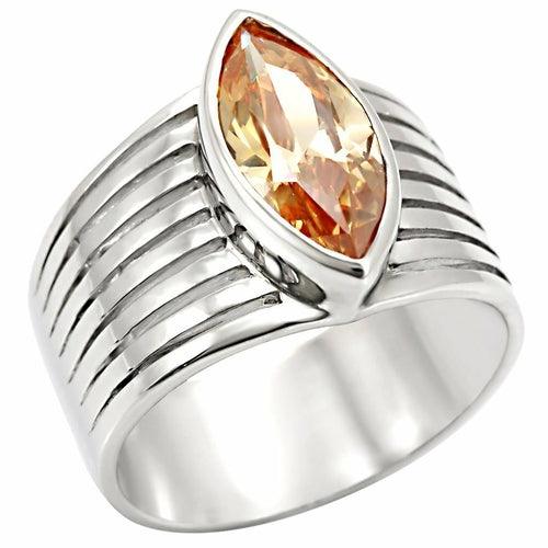 LOS373 - Rhodium 925 Sterling Silver Ring with AAA Grade CZ in - Brand My Case
