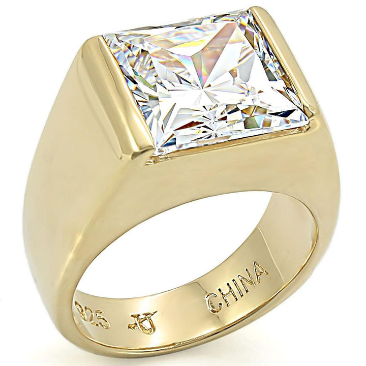 LOS375 - Gold 925 Sterling Silver Ring with AAA Grade CZ in Clear - Brand My Case
