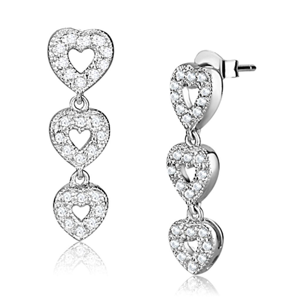 LOS722 - Rhodium 925 Sterling Silver Earrings with AAA Grade CZ in - Brand My Case