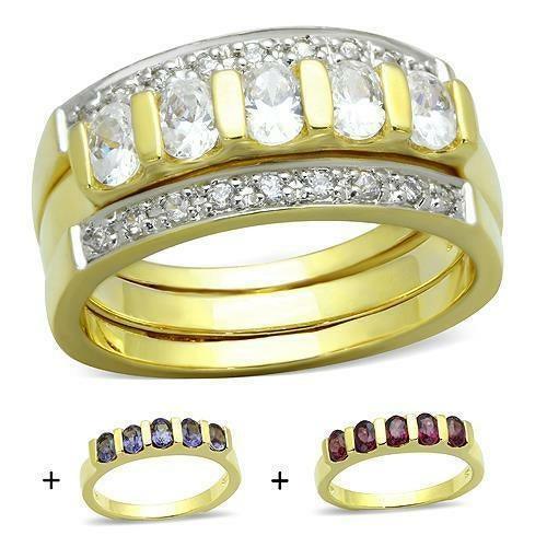 LOS747 - Gold 925 Sterling Silver Ring with AAA Grade CZ in Multi - Brand My Case