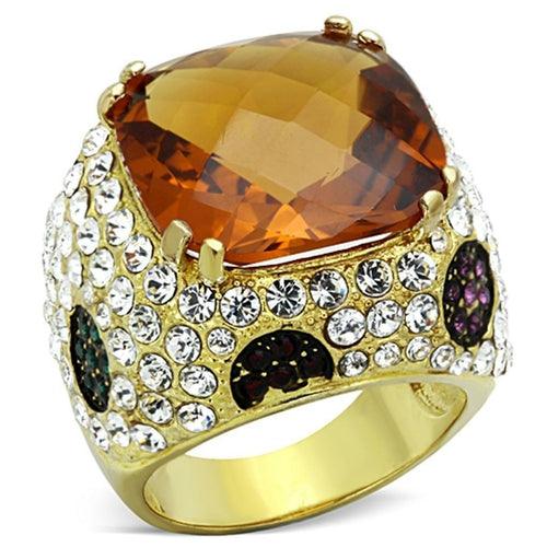 LOS769 - Gold 925 Sterling Silver Ring with Synthetic Synthetic Glass - Brand My Case