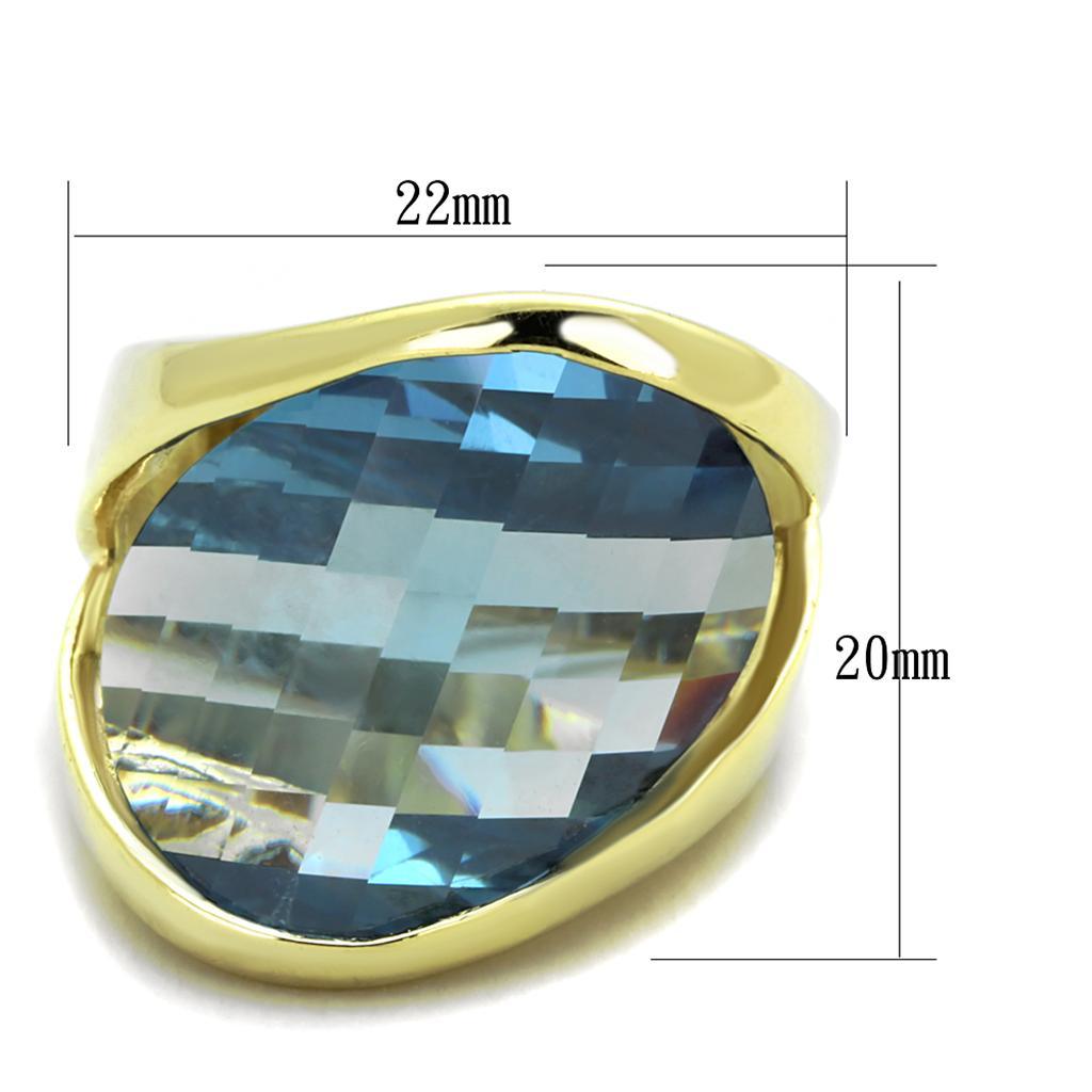 LOS826 - Gold 925 Sterling Silver Ring with Synthetic Synthetic Glass - Brand My Case
