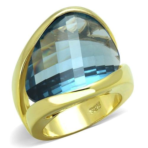 LOS826 - Gold 925 Sterling Silver Ring with Synthetic Synthetic Glass - Brand My Case