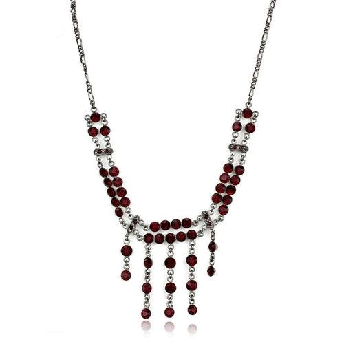 LOS865 - Ruthenium 925 Sterling Silver Necklace with Top Grade Crystal - Brand My Case