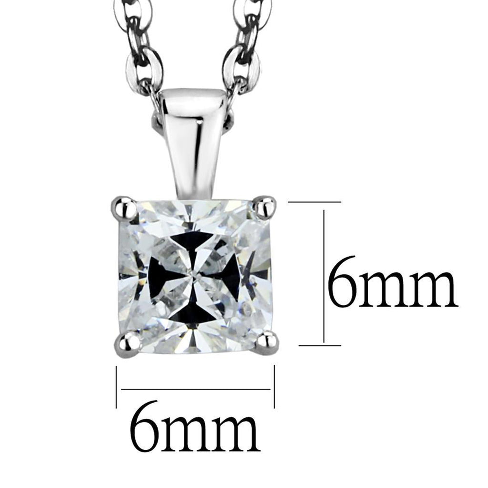 LOS893 - Rhodium 925 Sterling Silver Chain Pendant with AAA Grade CZ - Brand My Case