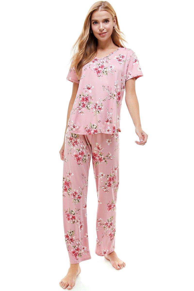 Loungewear Set for Women's Floral Print Pajama Set - Brand My Case