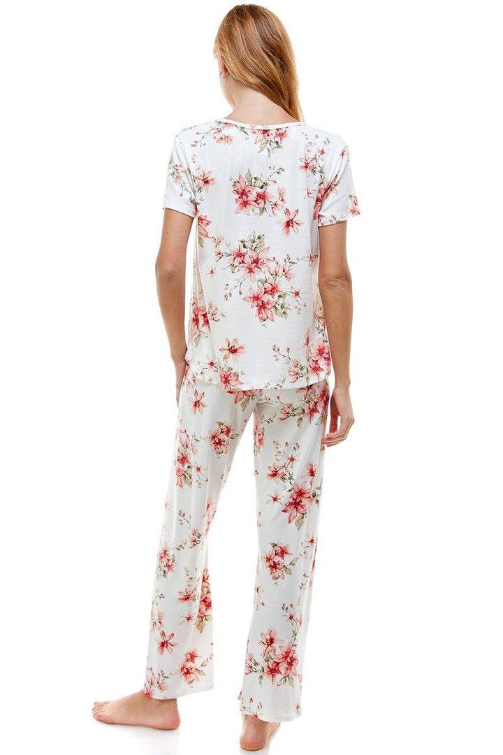 Loungewear Set for Women's Floral Print Pajama Set - Brand My Case