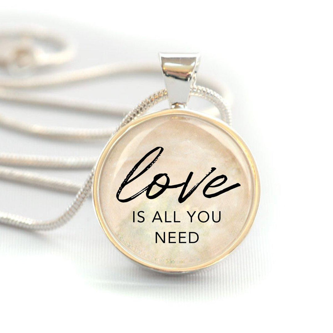 "Love Is All You Need" Silver-Plated Pendant Necklace (20mm) - Brand My Case