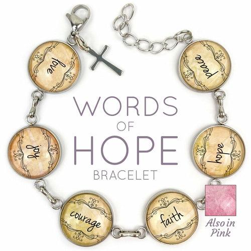 Love, Joy, Courage, Faith, Hope, Peace - Words of Hope Glass Charm - Brand My Case