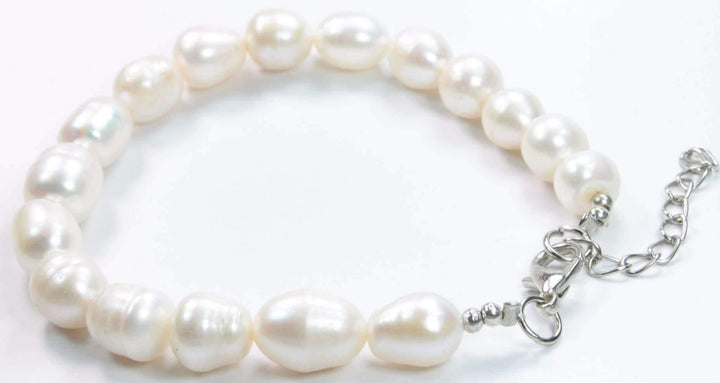 Lustrous Oblong Baroque Pearls Bracelet - Brand My Case
