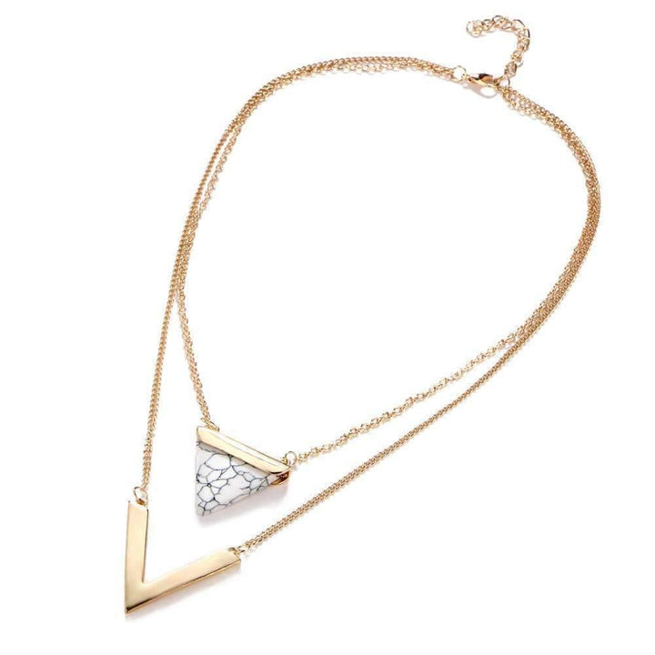 Marble Chevron Double Layer Necklace - Brand My Case