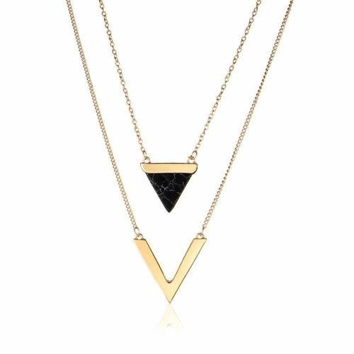 Marble Chevron Double Layer Necklace - Brand My Case
