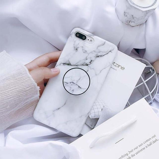 Marble Phone Case with Collapsible Grip & Stand - Brand My Case