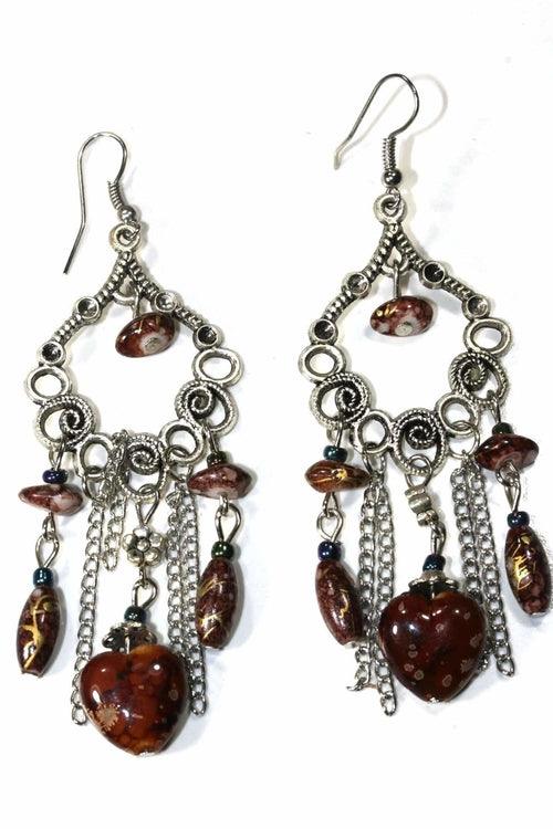 Marbled Beads Scroll Work Dangler Earrings - Brand My Case