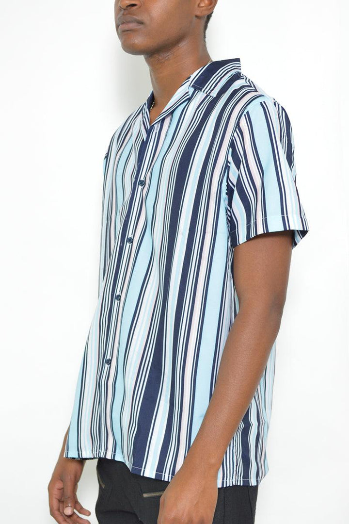 Mens Stripe Print Button Down Shirt - Brand My Case