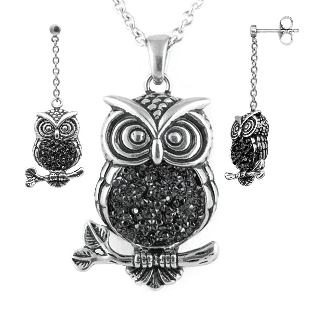 Mid-nighter Owl Necklace & Earrings Set - Brand My Case