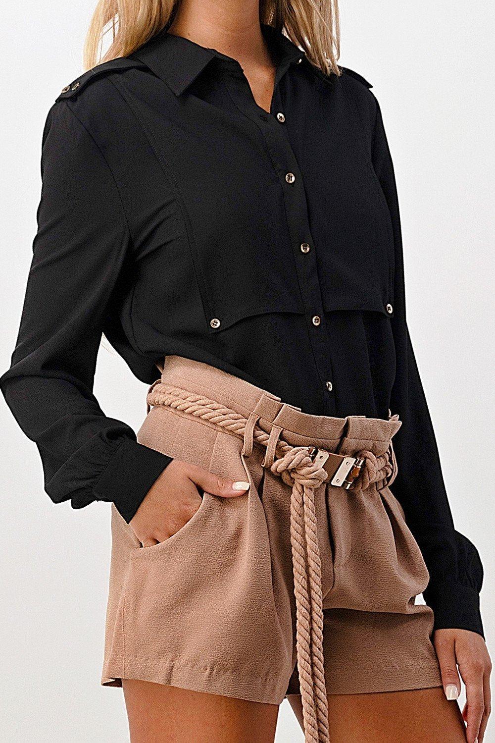 Military Inspired Over Sized Blouse Top - Brand My Case