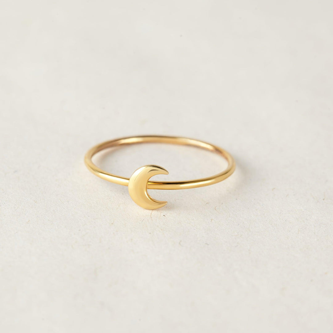 Minimal Moon Ring Stacking Crescent Moon Ring - Brand My Case
