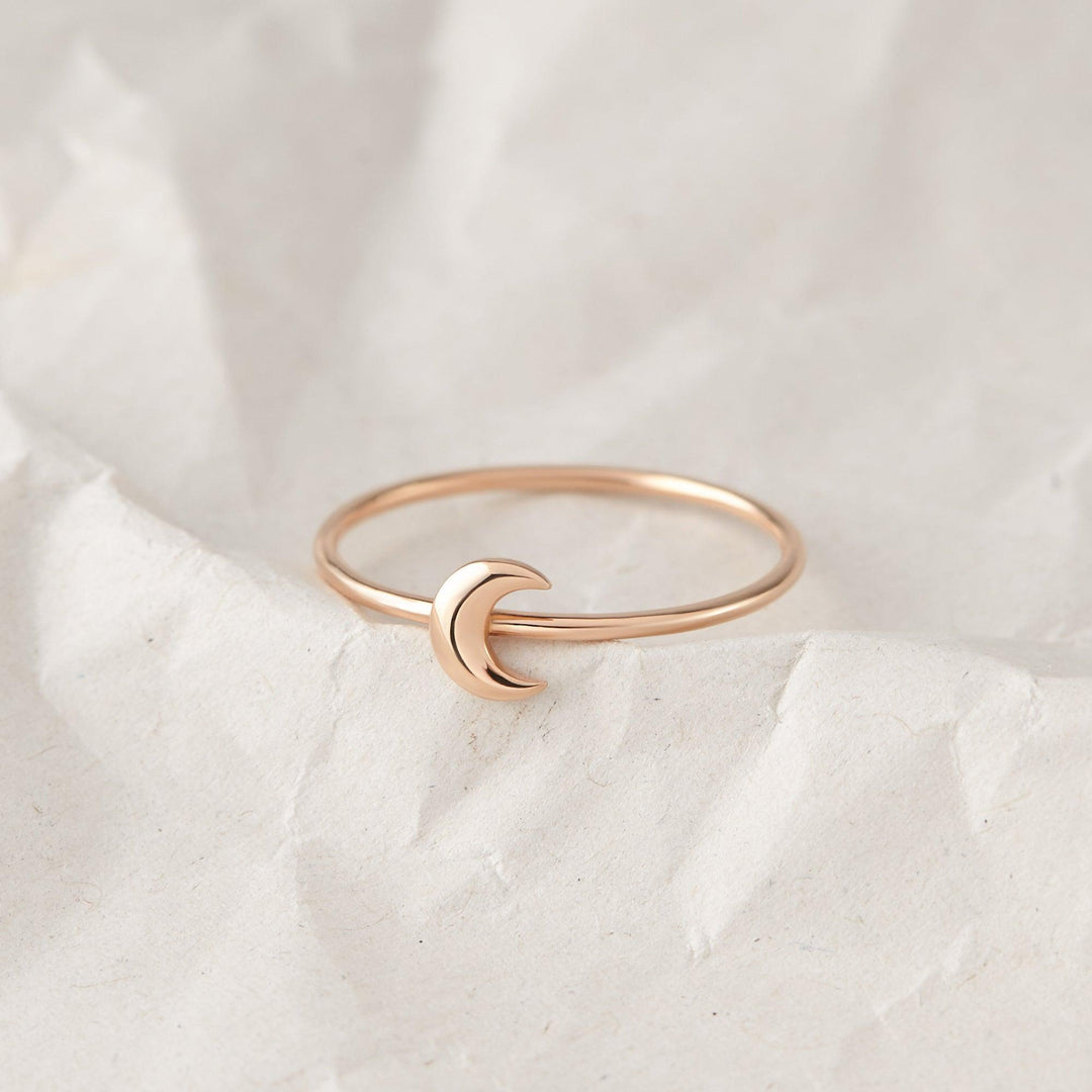 Minimal Moon Ring Stacking Crescent Moon Ring - Brand My Case