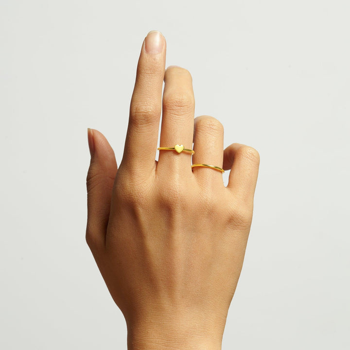 Minimalist Heart Gold Ring Silver Dainty Ring - Brand My Case