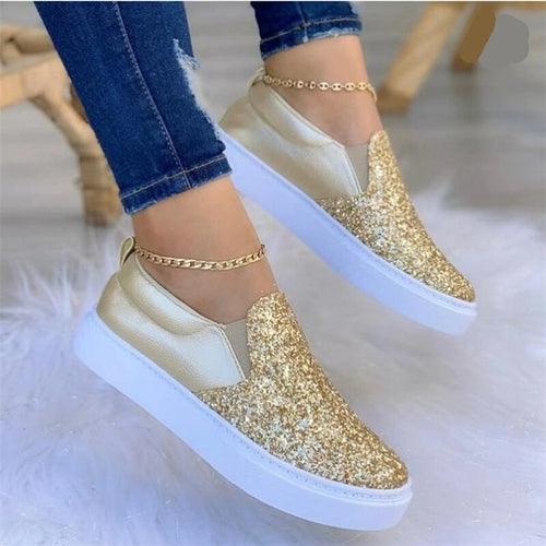 Moccasins Crystal Flat Female Loafers Shoes Gold/Black/Rose Gold - Brand My Case