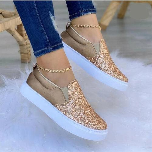 Moccasins Crystal Flat Female Loafers Shoes Gold/Black/Rose Gold - Brand My Case