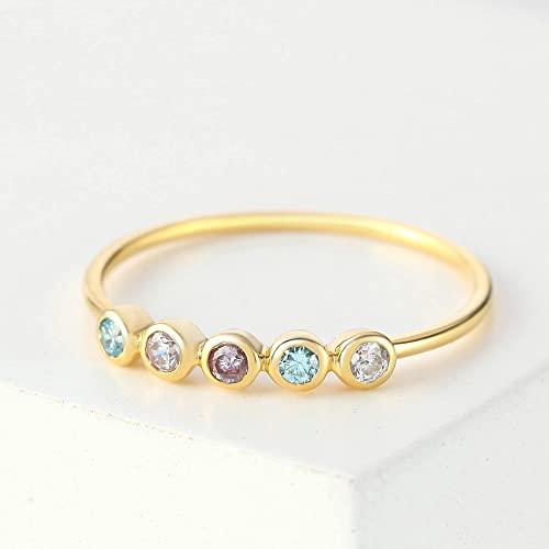 Mom Birthstone Ring, Children Birthstone Ring, Birthstone Jewelry - Brand My Case