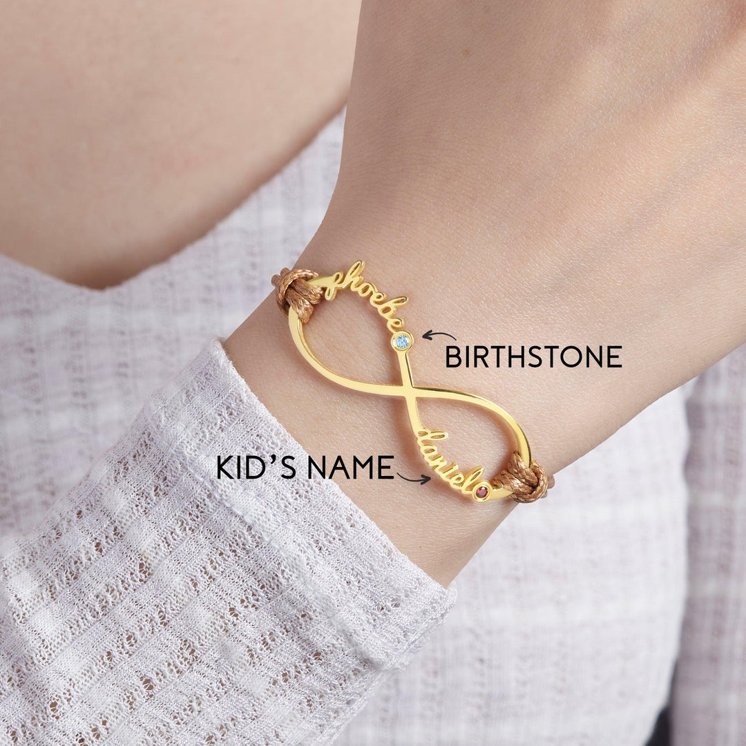 Mom Bracelet with Kids Names, Infinity Name Bracelet, Gift for Mom - Brand My Case