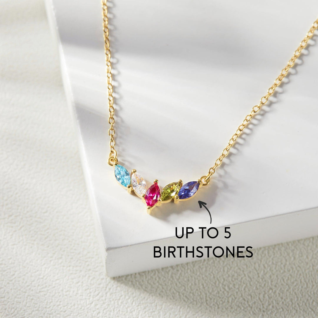 Mom Necklace with Birthstones, Birthstone Jewelry, Family Birthstone - Brand My Case