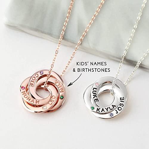 Mom Necklace With Kids Names Birthstones, Children Birthstone Jewelry - Brand My Case