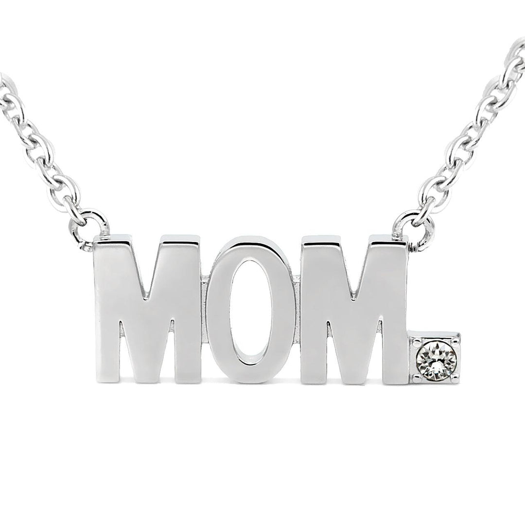 MOM Pendant Block Letter Necklace with Swarovski crystal - Brand My Case