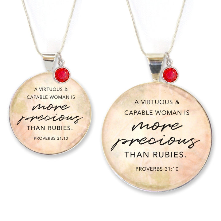 More Precious Than Rubies – Proverbs 31 Silver Pendant Necklace with - Brand My Case