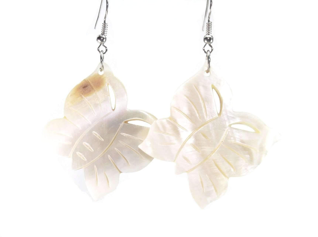 Mother of Pearl Carved Butterfly Earrings - Brand My Case