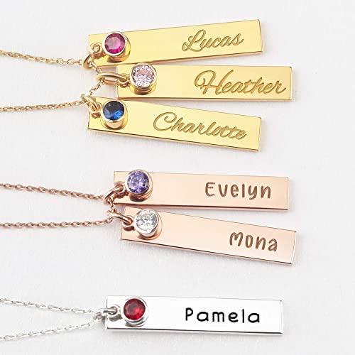 Mothers Necklace Birthstone, 3 Name Necklace, Mother Jewelry - Brand My Case