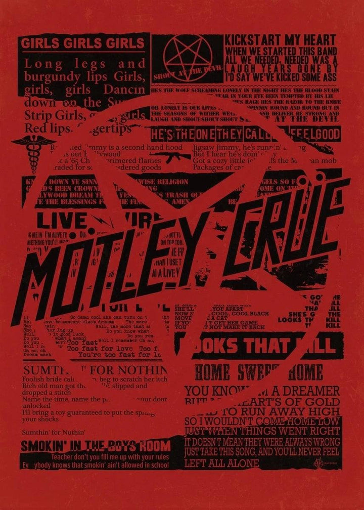 Motley Crue Band Poster - 90s Retro Abstract Art - Room Wall Decor - Brand My Case