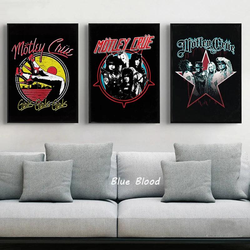 Motley Crue Band Poster - 90s Retro Abstract Art - Room Wall Decor - Brand My Case