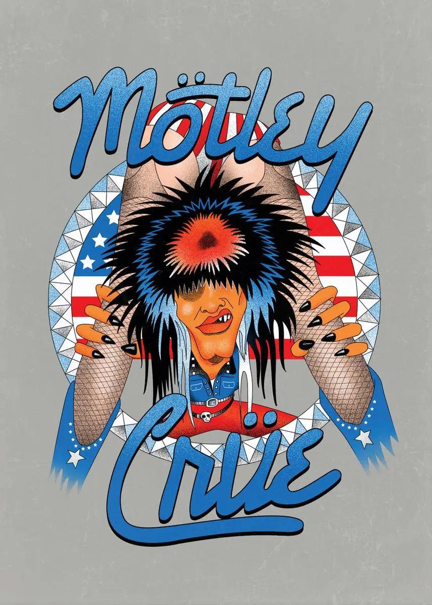 Motley Crue Band Poster - 90s Retro Abstract Art - Room Wall Decor - Brand My Case