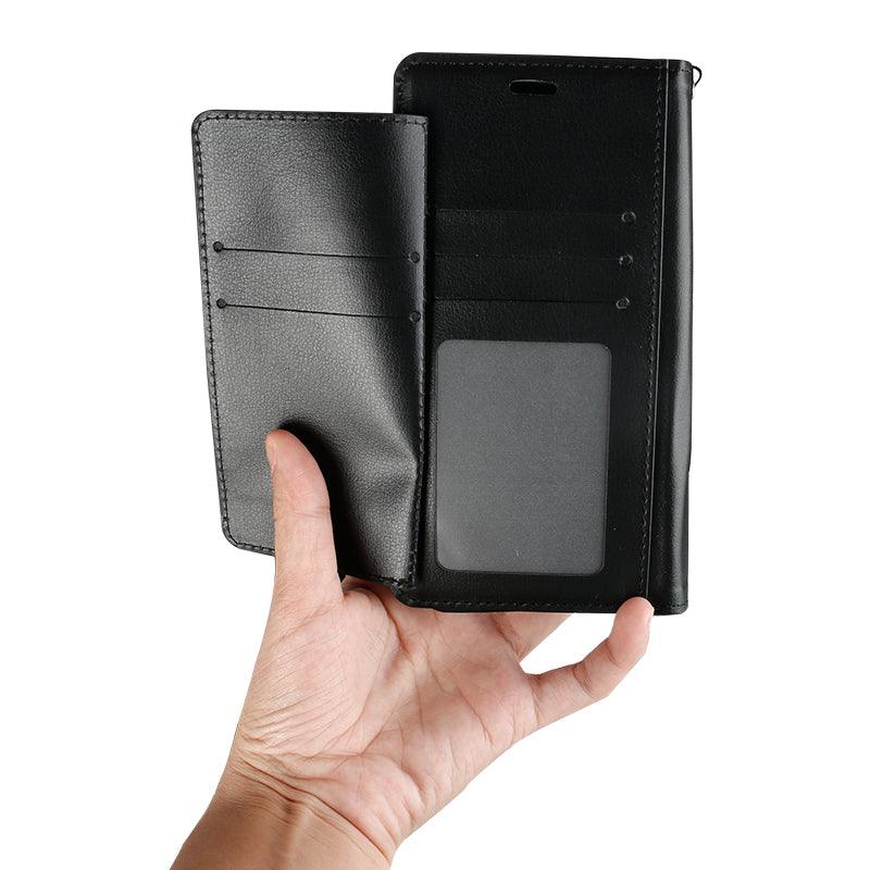 Multi Pockets Folio Flip Leather Wallet Case with Strap for iPhone 12 - Brand My Case