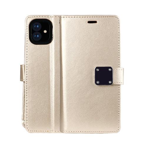 Multi Pockets Folio Flip Leather Wallet Case with Strap for iPhone 12 - Brand My Case