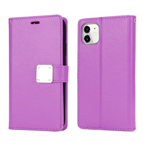 Multi Pockets Folio Flip Leather Wallet Case with Strap for iPhone 12 - Brand My Case