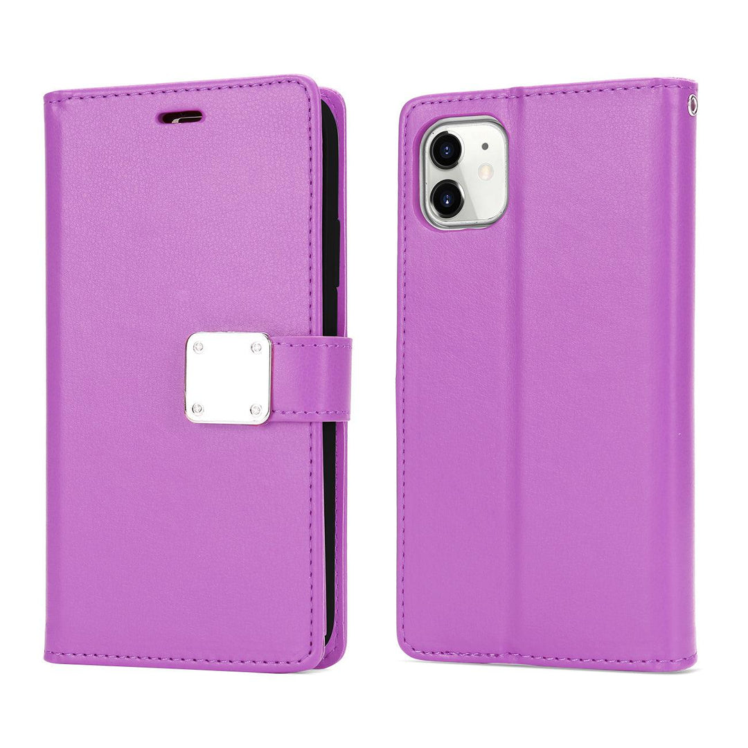 Multi Pockets Leather Wallet Case with Strap for iPhone 13 Pro Max - Brand My Case