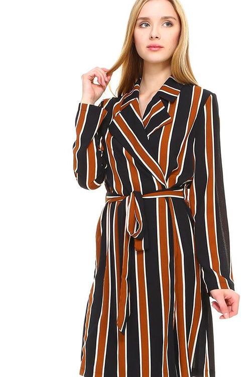 Multi Stripe Long Blazer - Brand My Case